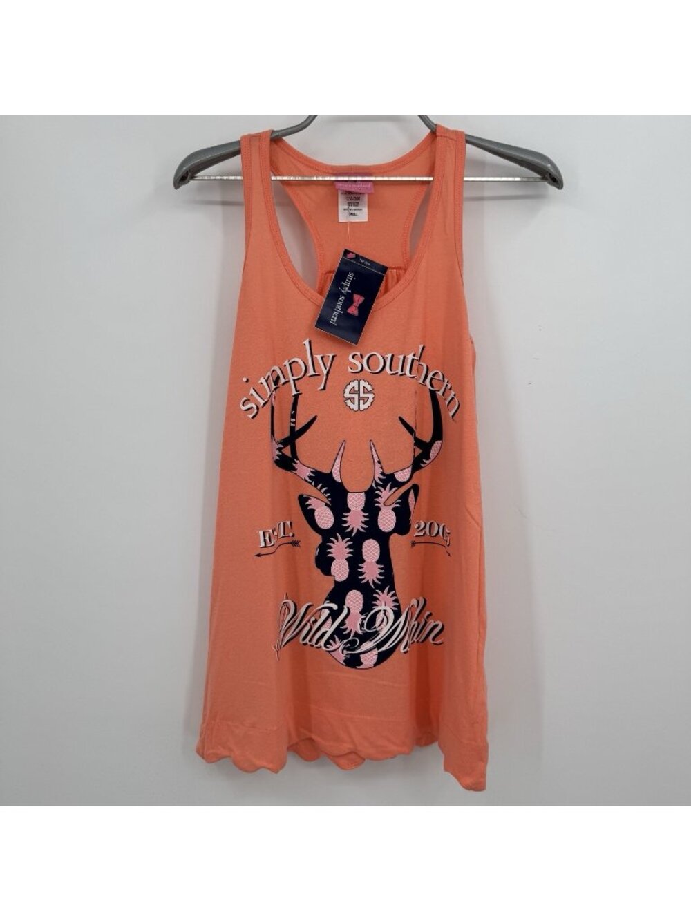 Simply Southern Women's Graphic Tank size S Small NEW Sleeveless Orange Deer